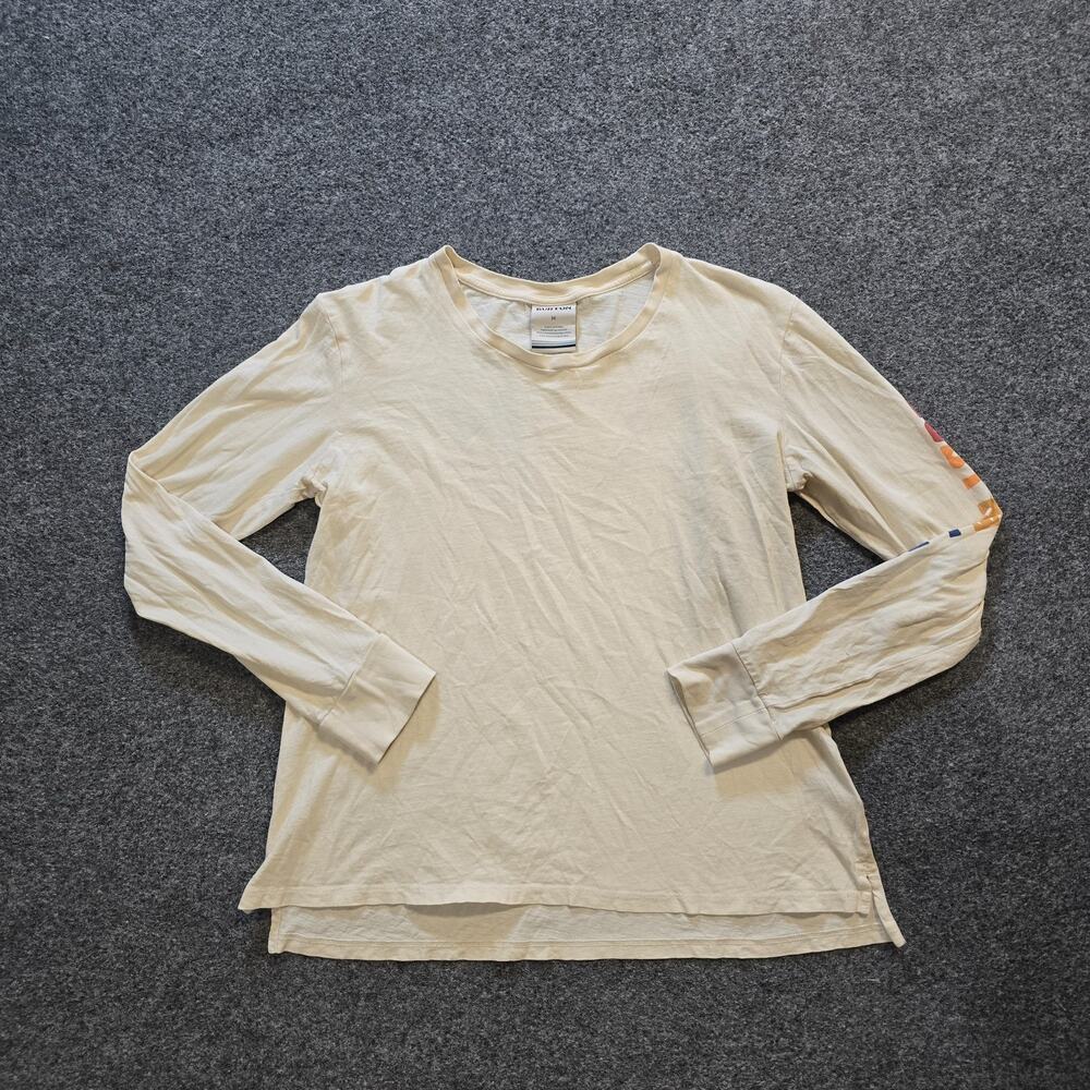 Burton Top Women Size Medium Off White Rainbow Logo Long Sleeve Crew Neck Casual